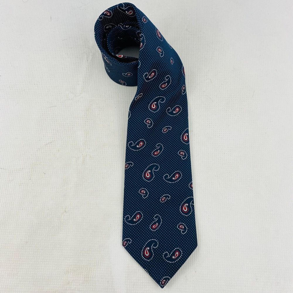 Vintage Ambassador Paisley Tie Blue Polyester 4" Wide Width Necktie